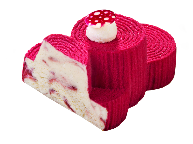 bûche glacée rondins vanille fruits rouges coupe