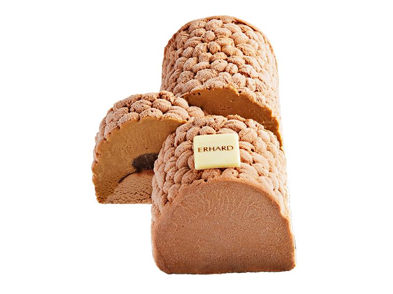 Bûche artisanale café-gianduja coupe