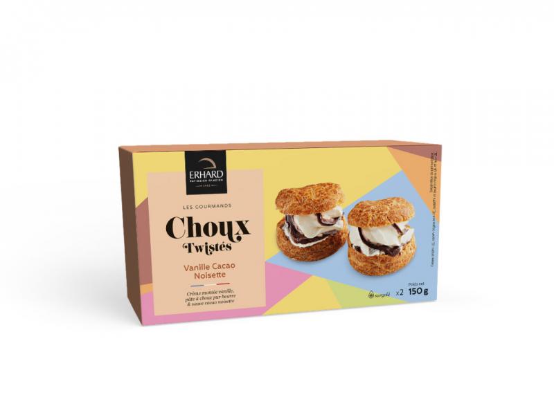 2 CHOUX TWISTÉS VANILLE CACAO-NOISETTE  